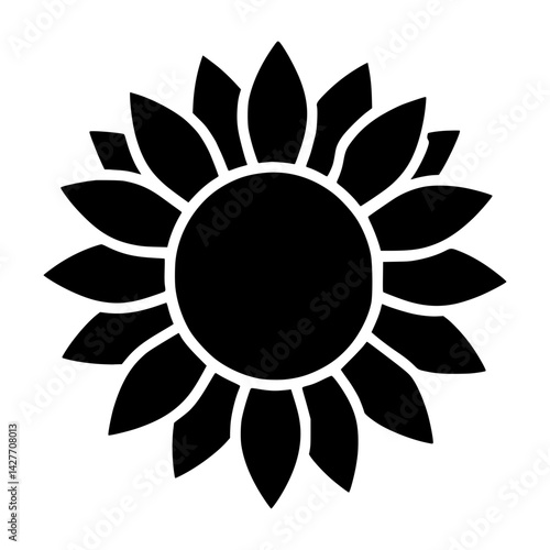 Sunflower Icon - Black Silhouette