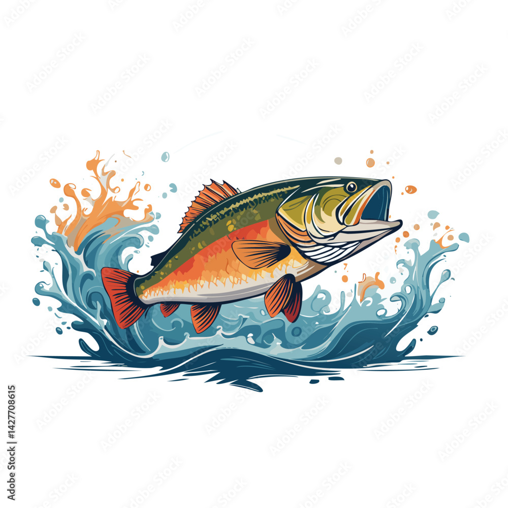 a largemouth bass leaping out of the water a largemouth bass leaping out of the water