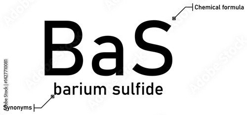 Canvastavla Barium sulfide chemical formula and synonyms with callout titles