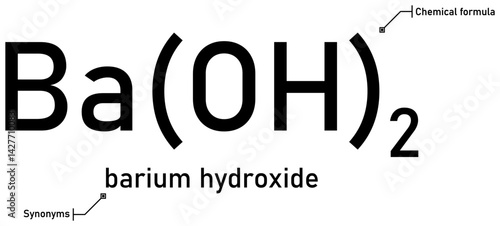 Barium hydroxide chemical formula and synonyms with callout titles