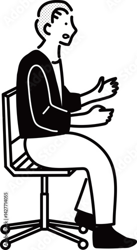 イスに座っている男性のイラスト