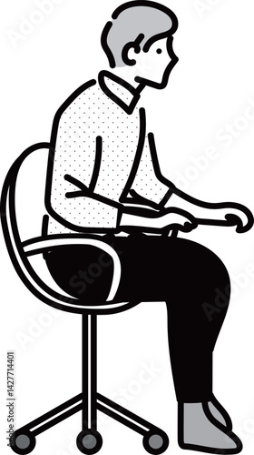 イスに座っている男性のイラスト