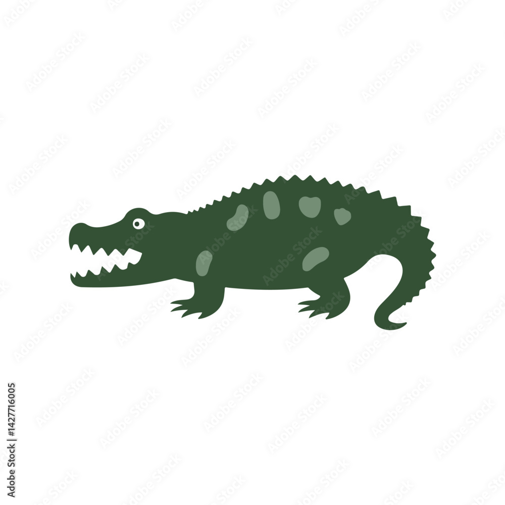 Fototapeta premium Simple color alligator outline icon linear illustration animal design vector.