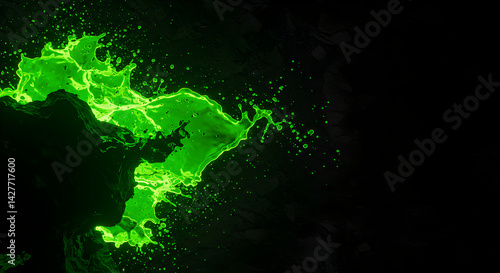 Ethereal Green Fluid Burst Against Dark Backdrop Creates Striking Visual