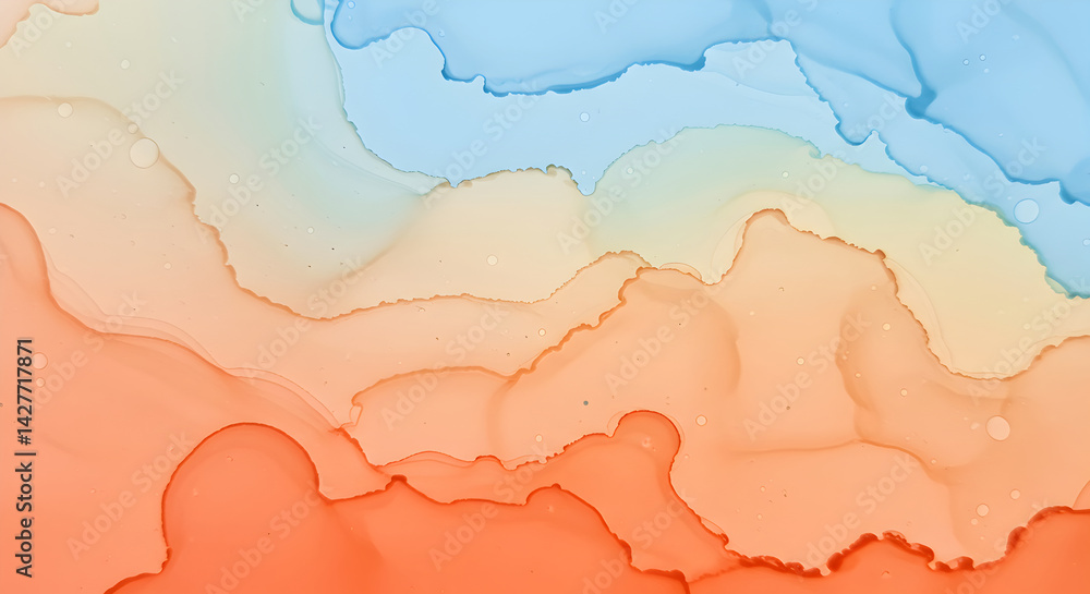 Obraz premium Delicate Pastel Hues Abstract Fluid Art Design in Blue Orange and Beige