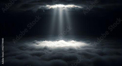 Celestial Rays Illuminating Ethereal Clouds In Mystical Atmospheric Landscape