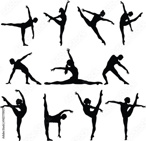 silhouette gymnast dancer and Yoga Poses 