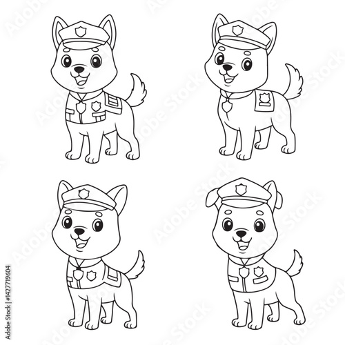 Cute Police Dog Coloring Pages for Children Youngsters and Beginners with Educational Purposes