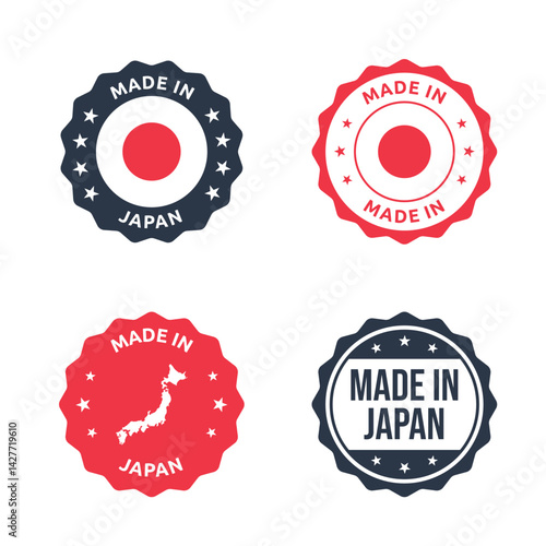 made in Japan labels set, japanese product stamp