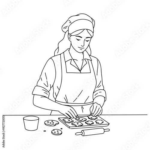 Woman baking cookies for Thanksgiving celebration  
