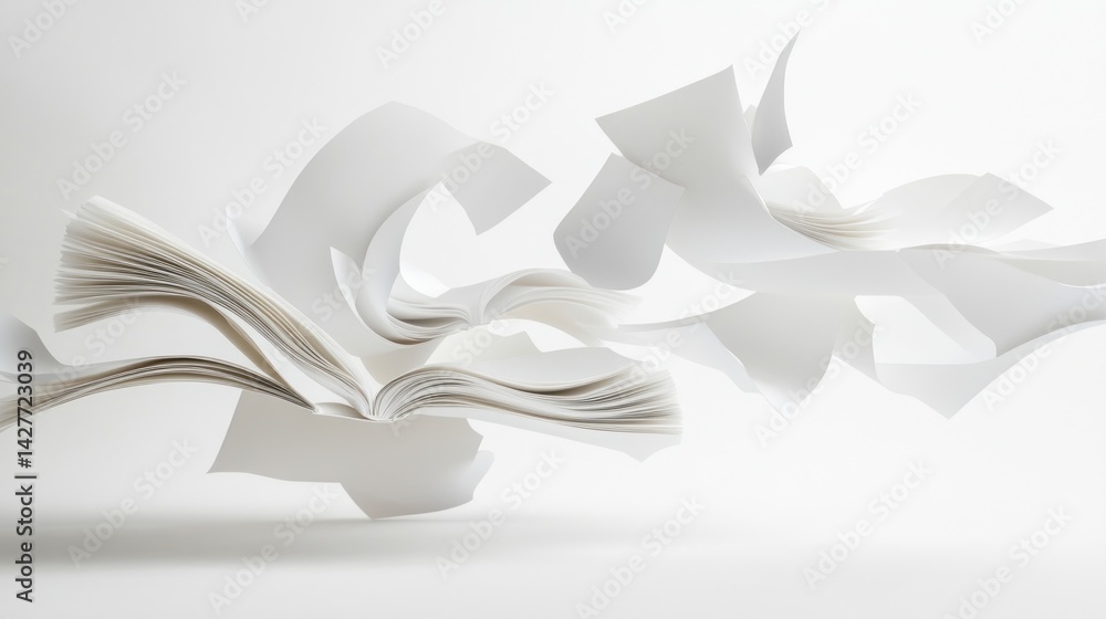 Obraz premium Abstract white paper sheets in motion