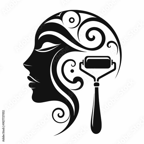Face Roller abstract design representing beauty and wellness  