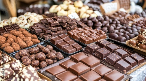 Colorful Chocolate Creations Displayed at a Fair