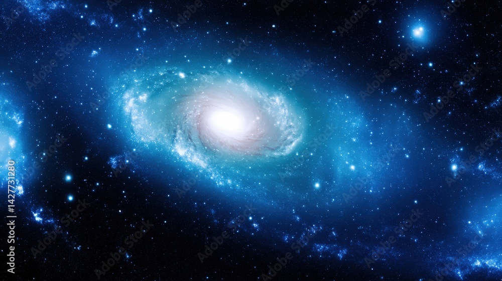 Fototapeta premium Stunning Spiral Galaxy in Deep Space Cosmic Background with Bright Stars and Nebulae