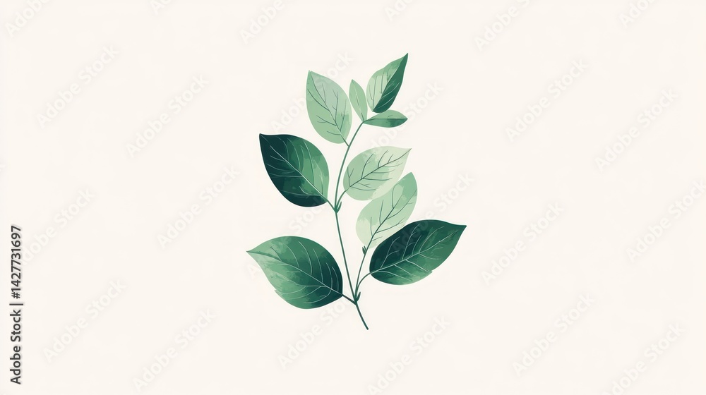 Obraz premium Delicate branch with various shades of green leaves