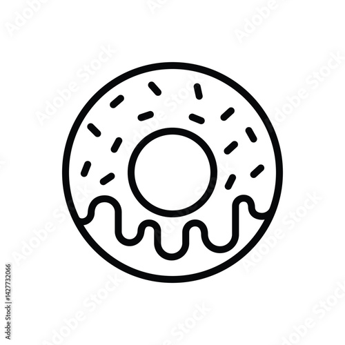 Black  line icon for donut