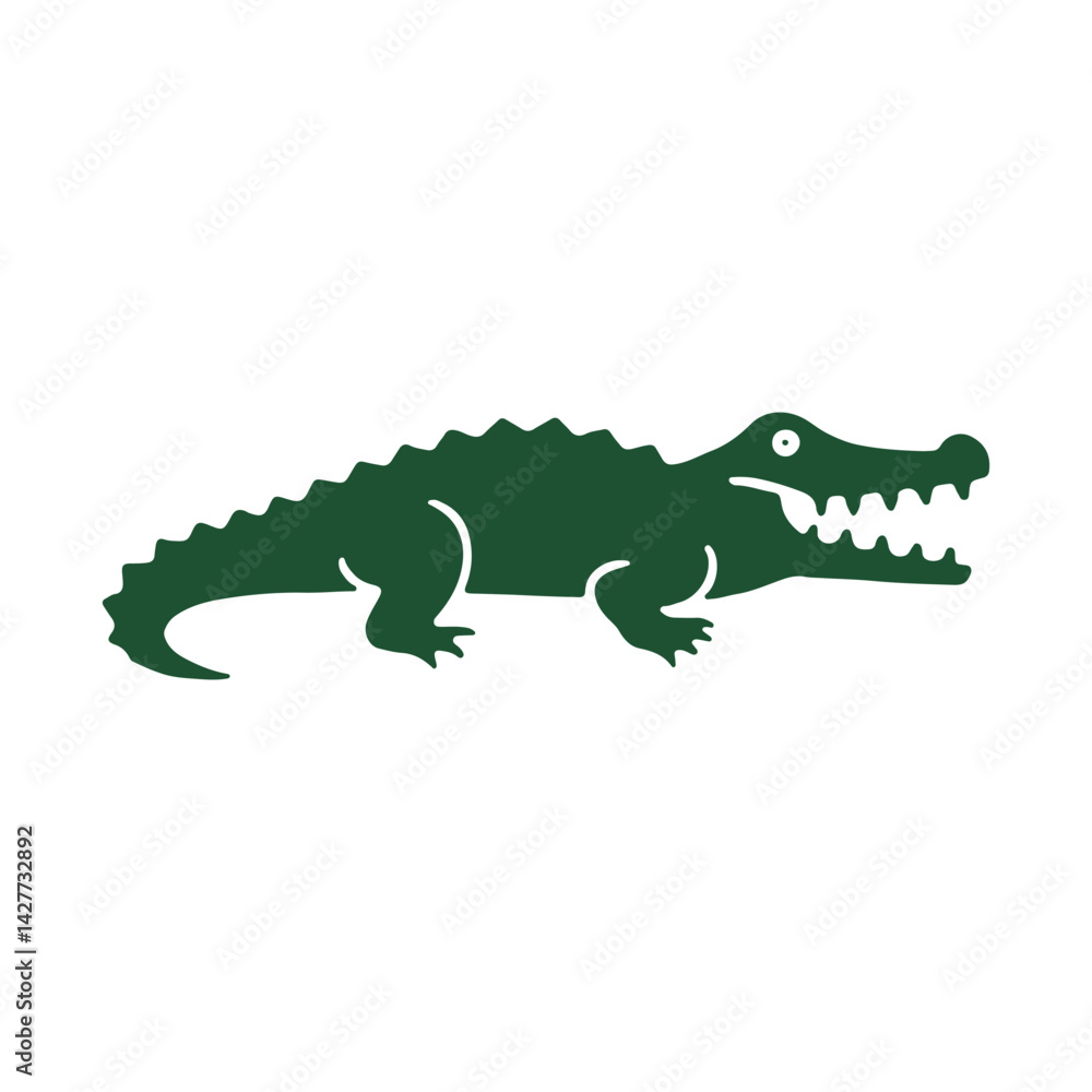Fototapeta premium Crocodile silhouette illustration, Reptile animal graphic, Wild predator icon design.