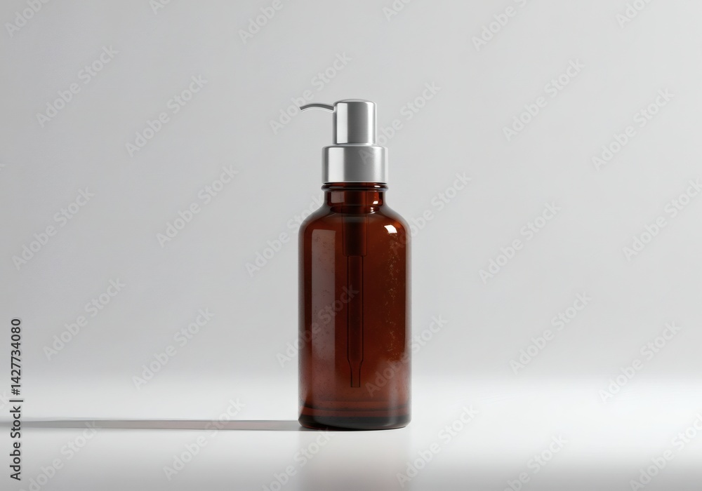 Fototapeta premium Amber bottle with silver pump dispenser