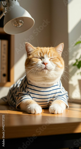 British shorthair cat red and white color