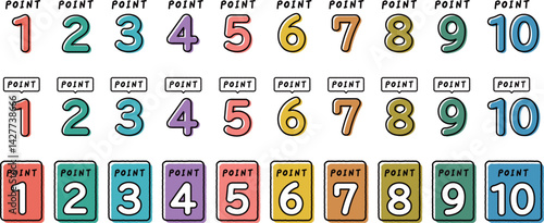 数字 ポイント アイコン 手描き風 セット