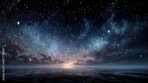 Wallpaper Mural Wonderful milky way with million stars Sky Over Dark Blue Water Scene 
 Torontodigital.ca