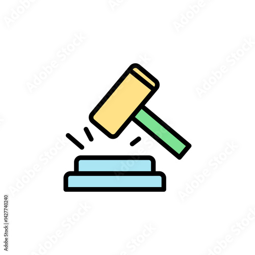 Gavel colored icons, minimalist vector illustration ,simple transparent graphic element .Isolated on white background