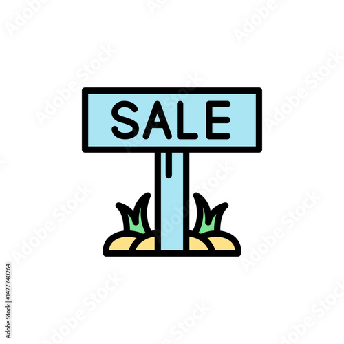 Sale signboard colored icons, minimalist vector illustration ,simple transparent graphic element .Isolated on white background
