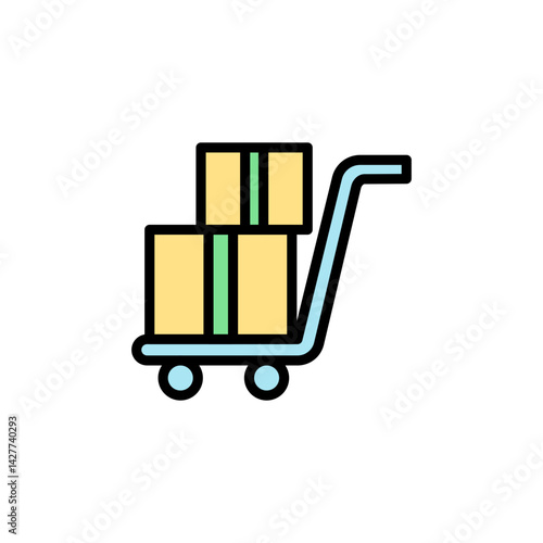 Box cart colored icons, minimalist vector illustration ,simple transparent graphic element .Isolated on white background