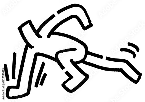 颯爽と飛び越える棒人間。地面の線無し。