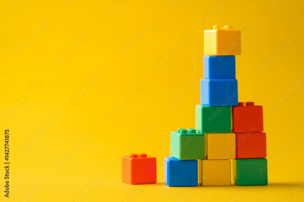 Naklejka premium Colorful building blocks arranged in a stack