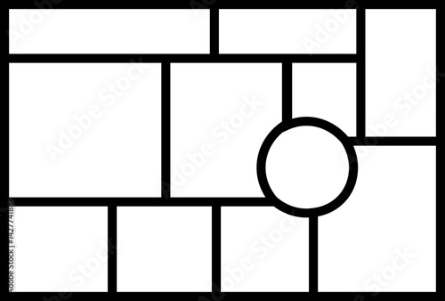 Mockup collage for photo or presentation template frame minimalist icon in line. Photo album page isolated on transparent background