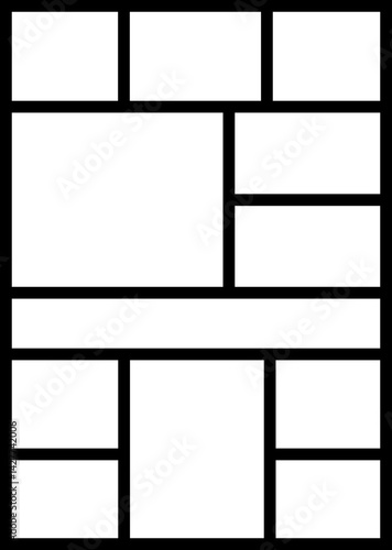 Mockup collage for photo or presentation template frame minimalist icon in line. Photo album page isolated on transparent background