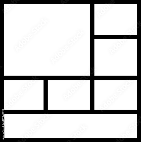 Mockup collage for photo or presentation template frame minimalist icon in line. Photo album page isolated on transparent background