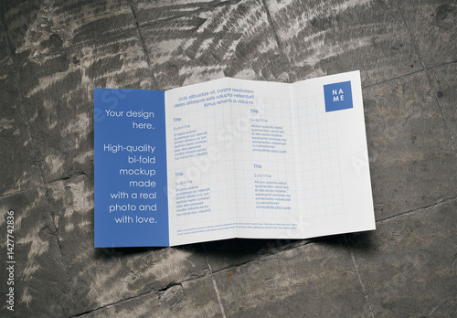 Mockup Of Customizable Four-Fold Open Leaflet On Floor