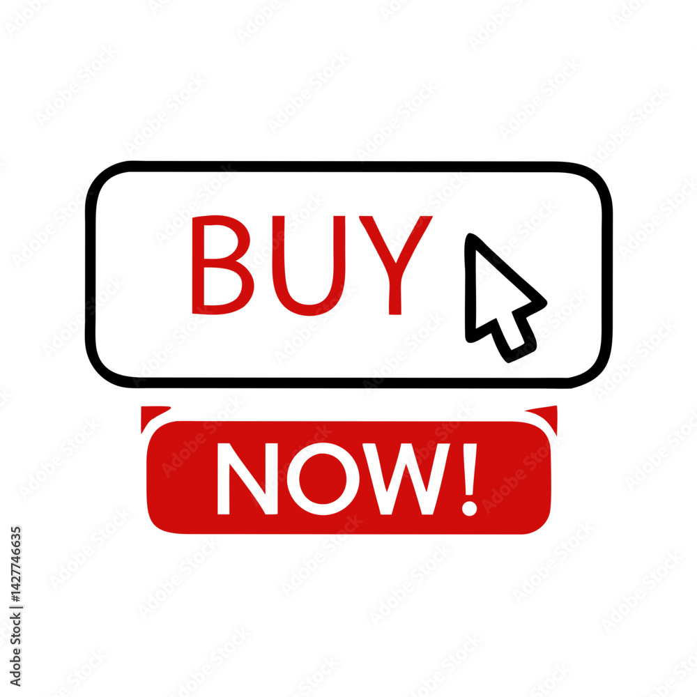 Buy now button icon with cursor in minimal online style Buy now button icon with cursor in minimal online style