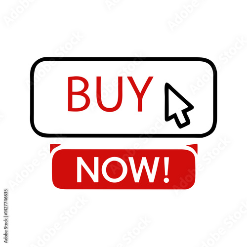 Buy now button icon with cursor in minimal online style