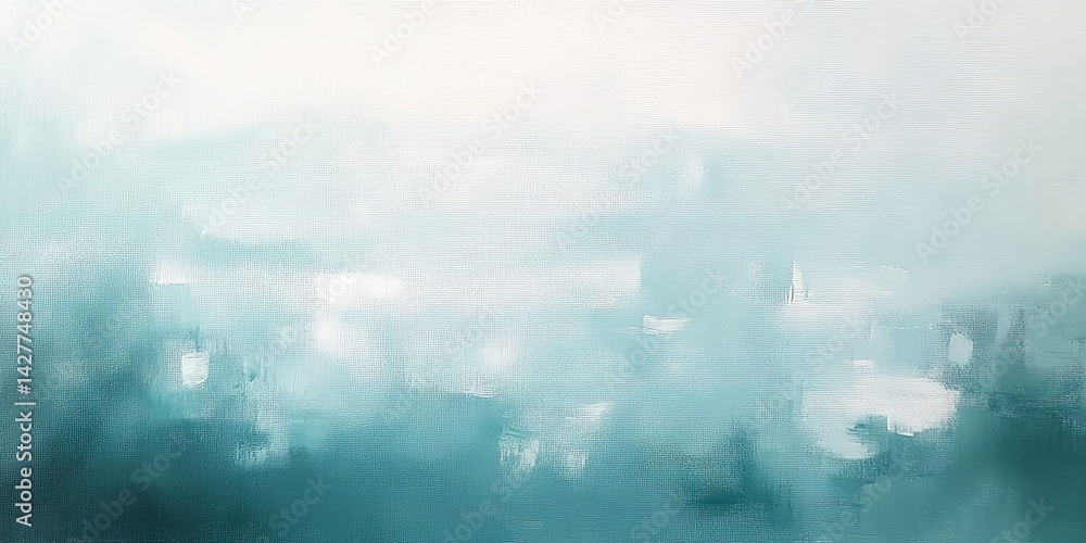 Teal Abstract Impasto Oil Painting Textured Canvas, Blue and White Hues, Serene Landscape Concept, Abstract art, Modern Art Abstract art, Impasto painting