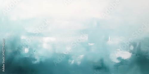 Obraz na płótnie Teal Abstract Impasto Oil Painting Textured Canvas, Blue and White Hues, Serene Landscape Concept, Abstract art, Modern Art Abstract art, Impasto painting w salonie