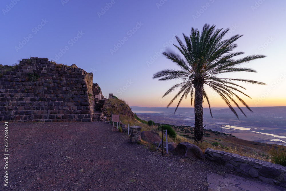 Sunrise view of the crusader Belvoir Fortress