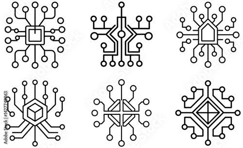 Minimalist Abstract Circuit Board Design, Technology Vector