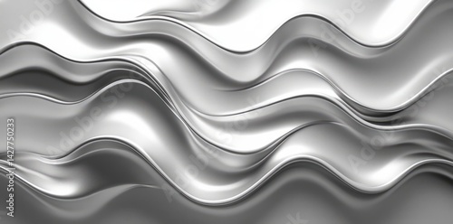 Silver waves, abstract liquid background.