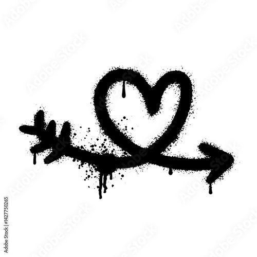 Hand drawn love arrow illustration using graffiti art