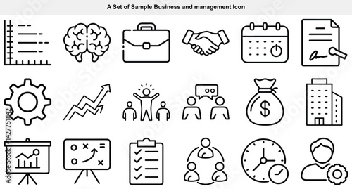Management skills and leadership business strategy icons