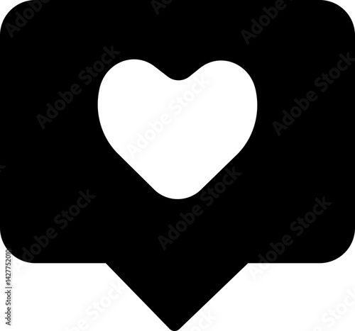 Notification like heart icon in flat. love social media icon for Instagram on the chat box. isolated on transparent background
