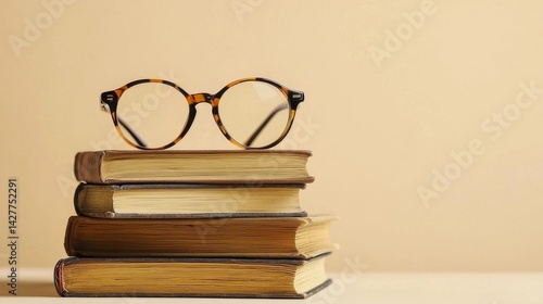 old books and glasses
