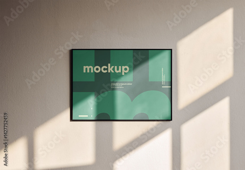 Mockup Of Customizable Horizontal Poster On Wall