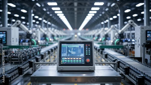 Wallpaper Mural Modern airport control panel displaying digital data in a high-tech terminal Torontodigital.ca