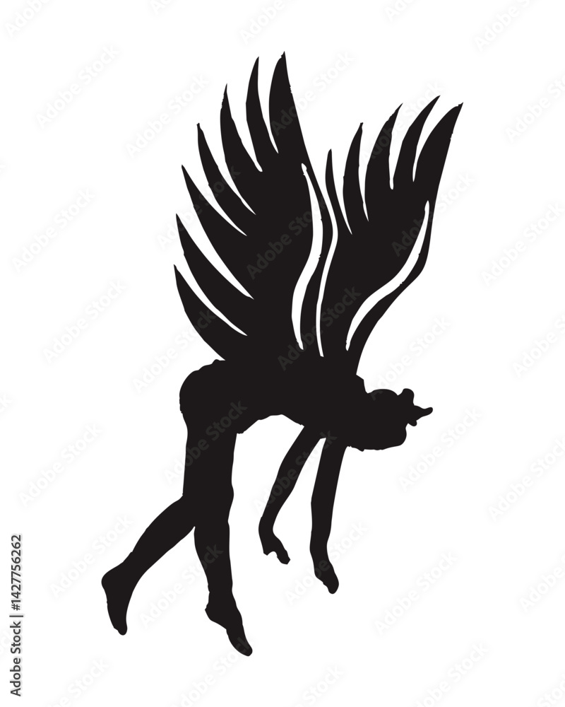 Fototapeta premium winged human illustration silhouette