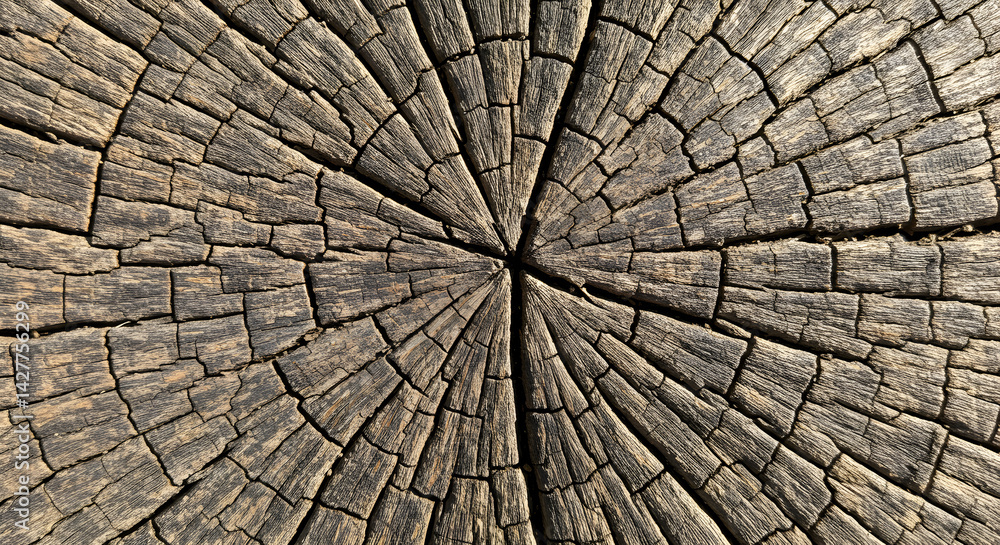 Fototapeta premium Exposed Timber Growth Rings Showing Texture and Tree Age