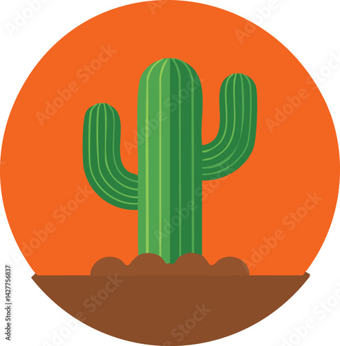 cactus vector illustration, Stylized Green Cactus Vector Illustration in Neon Green with Saguaro Silhouette and Vertical Line Texture, Minimalist Desert Plant Design for Southwestern Themes

